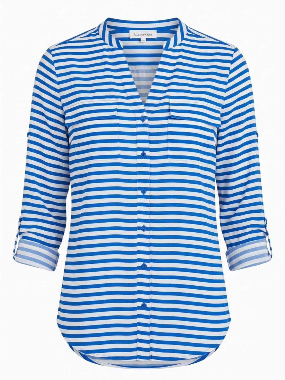 Calvin Klein Blue and White Striped Shirt